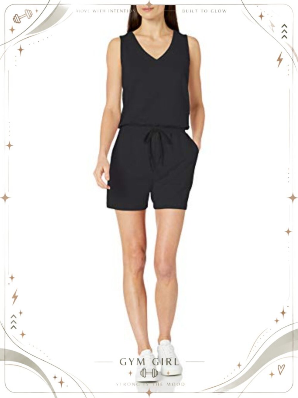 Women's Studio Terry Fleece Romper Sleeveless V-Neck Lounge Workout